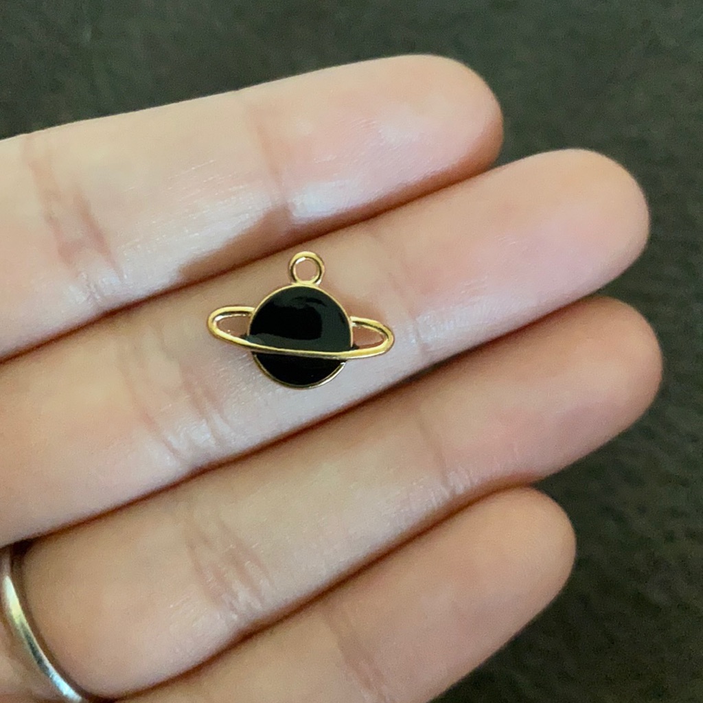 3/$30 Gold Plated And Enamel Planet Charm